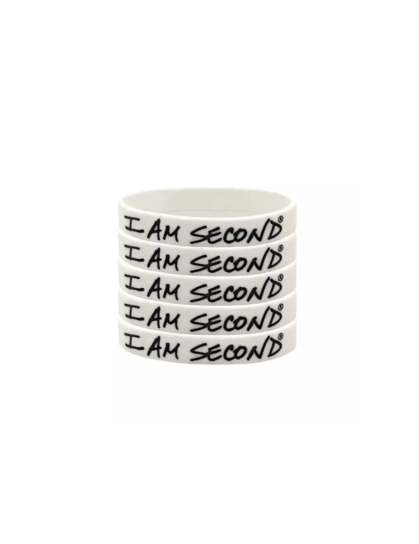 I Am Second I Am Second 5-Pack White Wristband Bundle-Adult