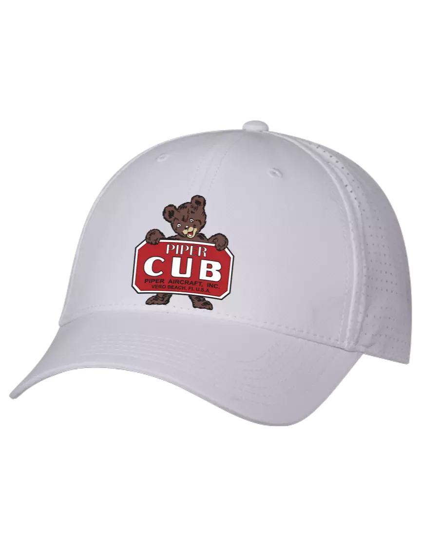 Piper White Performance Stretchable Cap Hook & Loop w/Piper Cub Logo